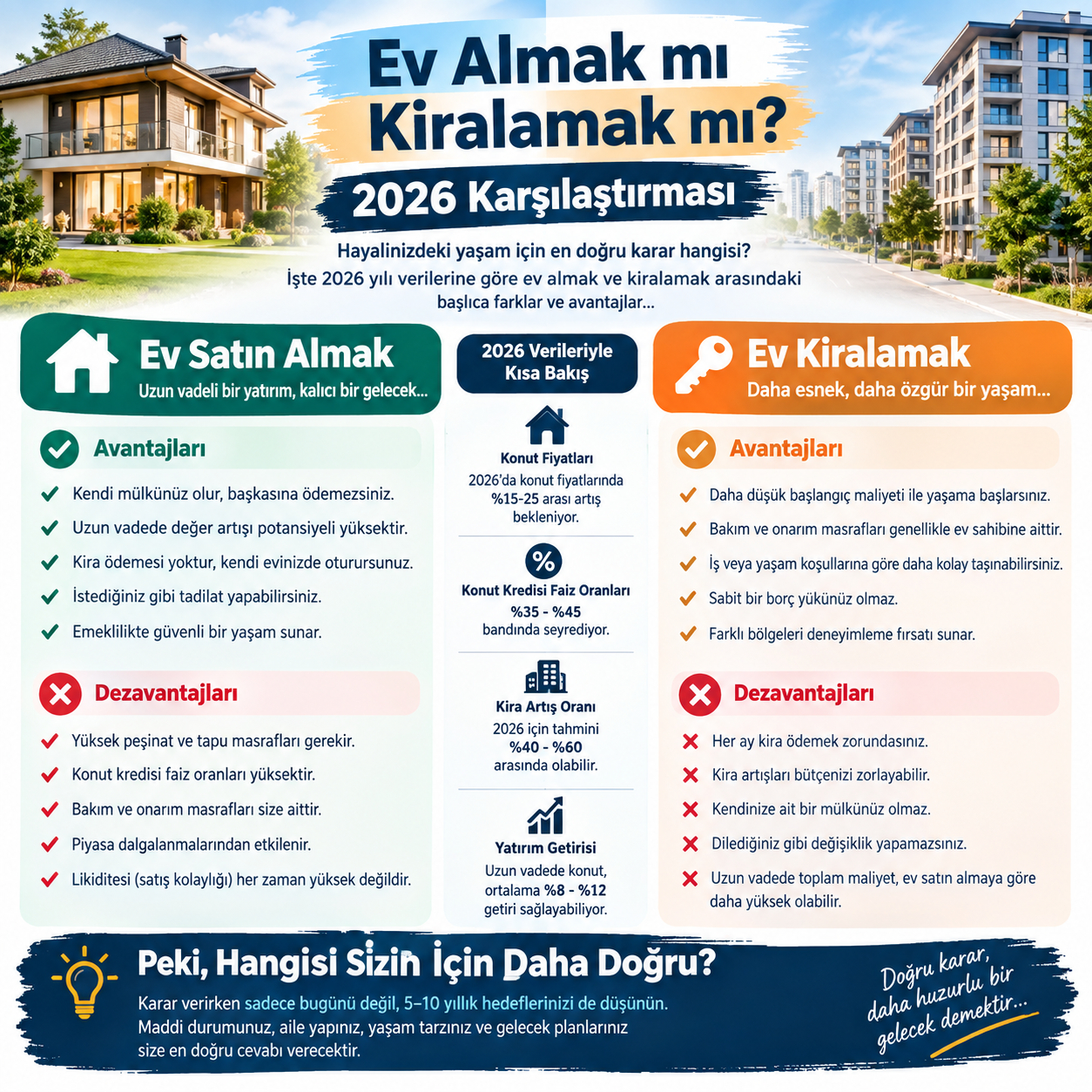 Ev Almak mı Kiralamak mı? 2026 Karşılaştırması